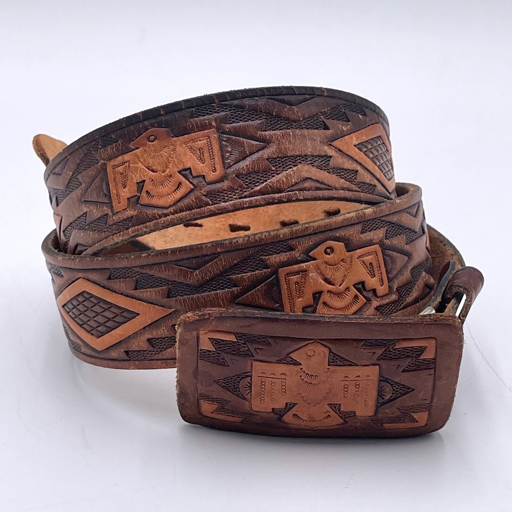 Thunderbird EAGLE Belt Brown Genuine LEATHER Mens Chambers 39" ~ Made in the USA